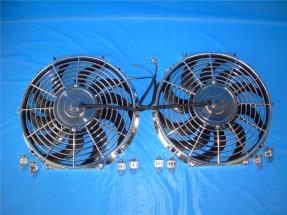 2 Electric 12" Chrome Cooling Fans Universal Reversible